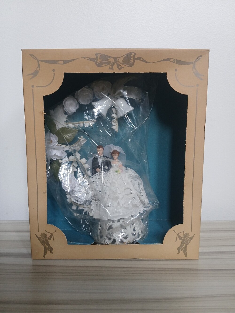 Vintage 50s 60s Wedding Cake Topper with Box